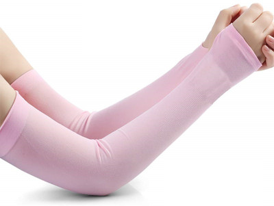 MOCKHE Cotton, Nylon Arm Sleeve For Men & Women(M, Pink)