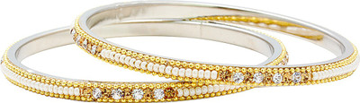 Dzinetrendz Brass Cubic Zirconia Gold-plated Bangle Set(Pack of 2)