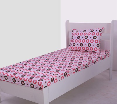 Bacati 200 TC Cotton Single Printed Flat Bedsheet(Pack of 1, Pink, Choco)