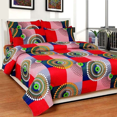 Deep Enterprises 144 TC Microfiber Double 3D Printed Flat Bedsheet(Pack of 1, Multicolor)
