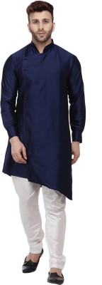 JIHUZUR Men Solid Straight Kurta(Blue)