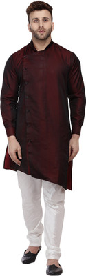 JIHUZUR Men Solid Straight Kurta(Maroon)