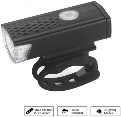 AlexVyan Certified Waterproof 3 Mode USB Rechargeable LED Front Light(Black)