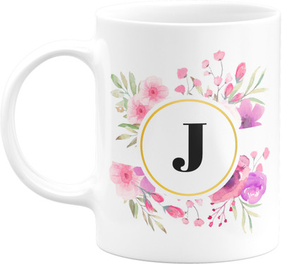 Flair Print Alphabet J FPM117 Printed Ceramic Coffee Mug(350 ml)