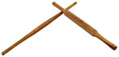 ROYAL SPOONS Set of wooden Gujrati long belan and Lining Papad Belan Rolling pin - 17 inch long and 14 inch long Rolling Pin(Yellow, Pack of 2)