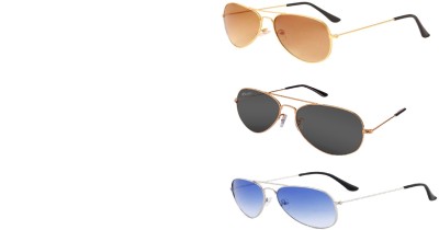 Redex Aviator Sunglasses(For Men & Women, Golden, Blue, Green)