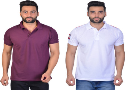 Cousin's Solid Men Polo Neck Multicolor T-Shirt