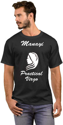 GNS Printed Men Round Neck Black White T-Shirt