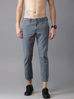 HERE&NOW Slim Fit Men Grey Trousers