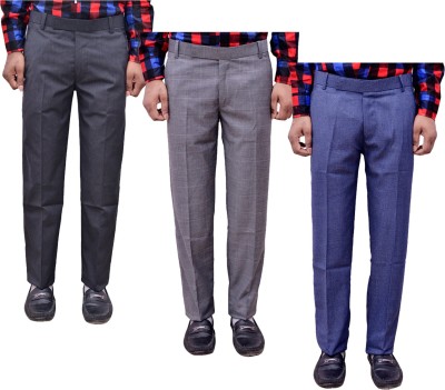 IndiWeaves Relaxed Men Blue, Black, Grey Trousers