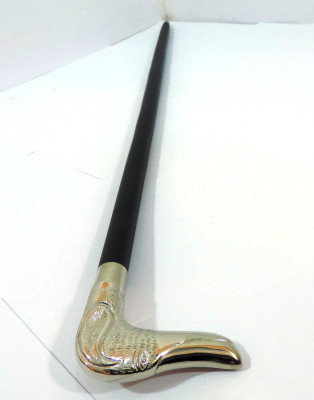 Robin Export Company Silver Finish Dog Face Cane Handle Vintage Solid Wooden Walking Stick