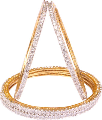 Shiv Jewels Alloy Cubic Zirconia Gold-plated Bangle Set(Pack of 4)