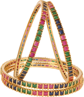 Shiv_Jewels Alloy Cubic Zirconia Gold-plated Bangle Set(Pack of 4)