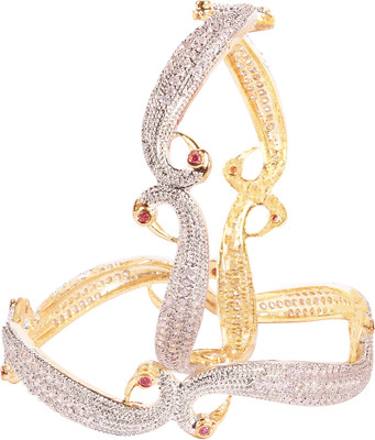 Shiv Jewels Alloy Cubic Zirconia Gold-plated Bangle Set(Pack of 2)