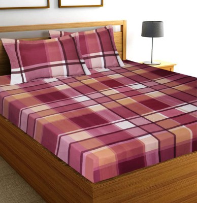 Flipkart SmartBuy 152 TC Microfiber Double Checkered Flat Bedsheet(Pack of 1, Brown)