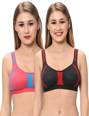 Viral Girl Women Sports Non Padded Bra(Red, Pink)