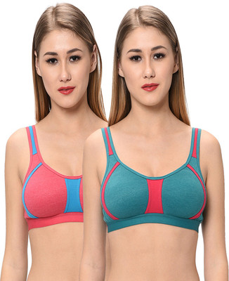 Viral Girl Women Sports Non Padded Bra(Green, Pink)