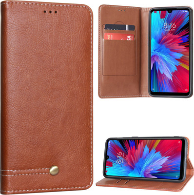 DMG Flip Cover for Mi Redmi Note 7, Mi Redmi Note 7 Pro, Mi Redmi Note 7S(Beige, Dual Protection)