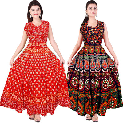 Madanam Women Maxi Multicolor Full Length Dress
