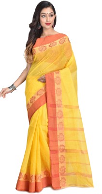 Rukmini Boutique Woven Tant Cotton Blend, Pure Cotton Saree(Yellow)