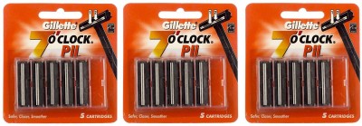 Gillette (7) O Clock Pll Cartridges 15 Pcs.(Pack of 3)