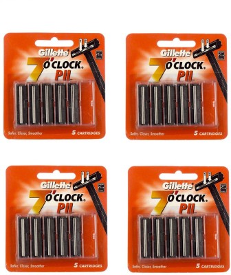 Gillette (7) O Clock Pll Cartridges 20 Pcs.(Pack of 4)