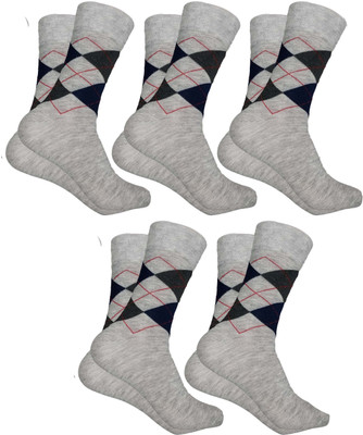 QUEERY Men Solid Mid-Calf/Crew(Pack of 5)