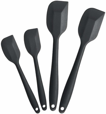 Baskety 4-Piece Black Silicone Spatula Set Non-Stick Spatula(Pack of 4)