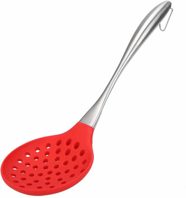 Baskety Steel Silicone Spatula SKimmer Red Non-Stick Spatula(Pack of 1)