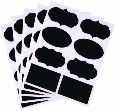 Yutiriti 7 cm 40 Pieces Fancy Chalk Board Black Board Style Jar Stickers Organizer Labels Kitchen Bottle Decals (7 x 4 cm) Self Adhesive Sticker(Pack of 40)