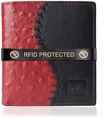 AL FASCINO Men Casual Red, Black Genuine Leather Wallet(4 Card Slots)