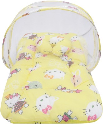 Miss & Chief by Flipkart Polycotton Baby Bed Sized Bedding Set(Yellow, 1 Mattress With Mosquito Net, 1 U- Shape Pillow)