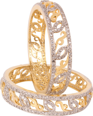 Shiv Jewels Alloy Cubic Zirconia Gold-plated Bangle Set(Pack of 2)