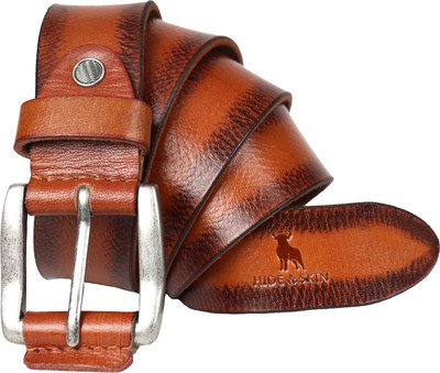 HIDE & SKIN Men Casual Tan, Black Genuine Leather Belt