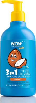 WOW SKIN SCIENCE Kids 3 in 1 Head to Toe Wash - Coconut - 300 mL(300 ml)