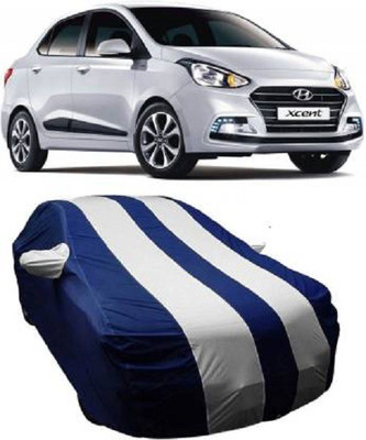 VK India Car Cover For Hyundai Xcent (With Mirror Pockets)(Blue, White)