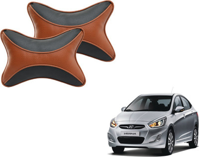 MOCKHE Black, Brown Cotton Car Pillow Cushion for Hyundai(Rectangular, Pack of 2)