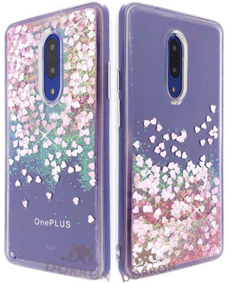 DORRON Back Cover for OnePlus 7 / One Plus 7 / 1+7 Glitter Bling Stylish Liquid Love Heart Waterfall Case For Girls(Pink, Shock Proof, Silicon)