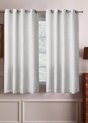 Styletex 151 cm (5 ft) Polyester Semi Transparent Window Curtain (Pack Of 2)(Plain, White)