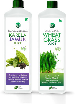 Scorlife Karela Jamun Juice 1000ml. & Wheatgrass Juice 1000ml. Sugar Free(2 x 1000 ml)