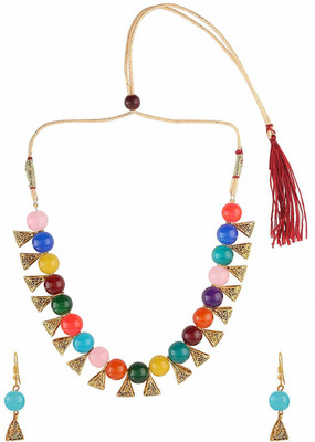 Shining Angel Oxidised Silver Gold-plated Multicolor Jewellery Set(Pack of 1)
