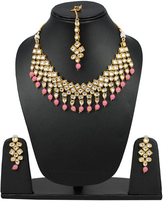 Chrishan Alloy Gold-plated Gold, White, Pink Jewellery Set(Pack of 1)