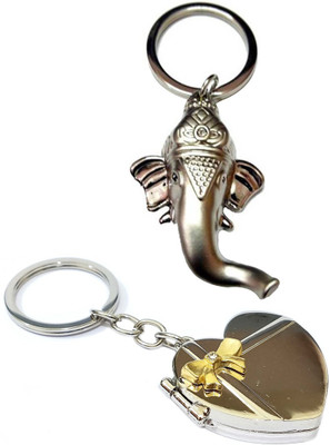 ShopTop Heart Shape metal Photo Frame with Ganesha keychain Key Chain