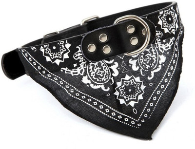 Sage Square Faux Leather Adjustable Scarf Cum Neckerchief Collar (Black) Dog & Cat Show Collar(Medium, Black)