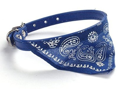 Sage Square Faux Leather Adjustable Scarf Cum Neckerchief Collar (Blue) Dog & Cat Show Collar(Medium, Blue)