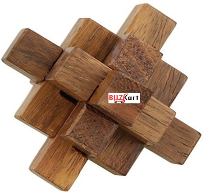 BuzyKart Handmade Wooden Crystal IQ Teaser Puzzle - 3D Magic Game Mini Cross(1 Pieces)