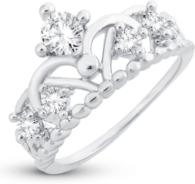 Sukkhi Stylish Royal Crown Engagement Rhodium Plated Ring Alloy Crystal Rhodium Plated Ring