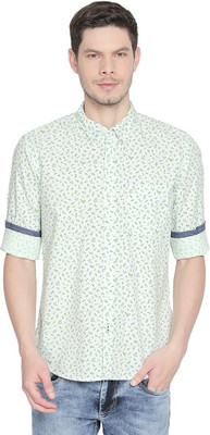 BASICS Men Printed Casual Green Shirt
