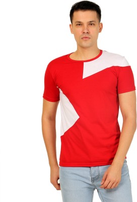 guru nanak telecom Solid Men Round Neck Red T-Shirt