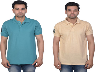 La Milano Solid Men Polo Neck Gold, Light Green T-Shirt